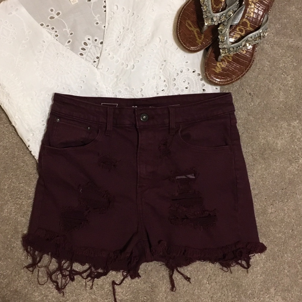 Vintage Dark purplish/red Levi's Distressed Cut Off Shorts